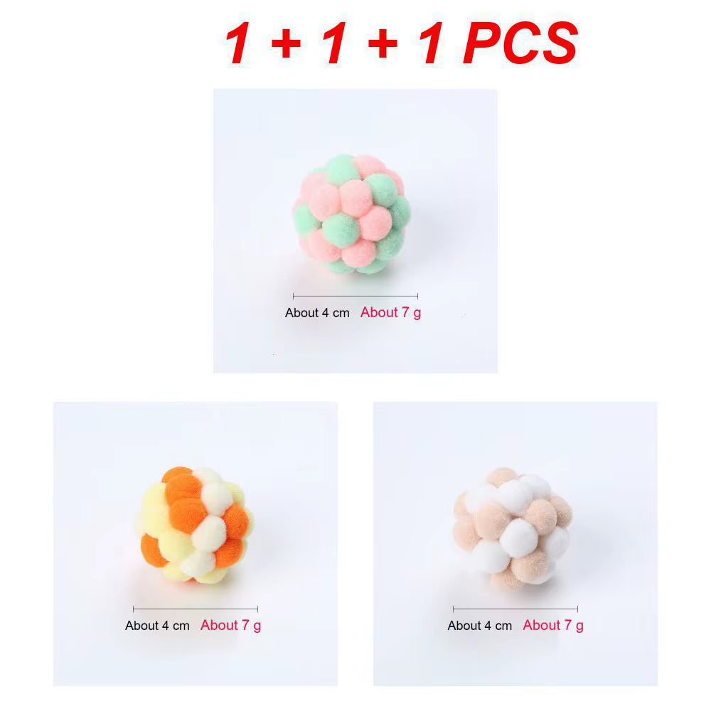 Bell Ball Cat Cat Toy Bouncy Ball Kitten Interactive Toy Plush Ball Planet Toy Cat Training with Bell Ring Playing Chew Balls