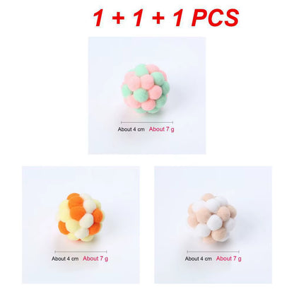 Bell Ball Cat Cat Toy Bouncy Ball Kitten Interactive Toy Plush Ball Planet Toy Cat Training with Bell Ring Playing Chew Balls