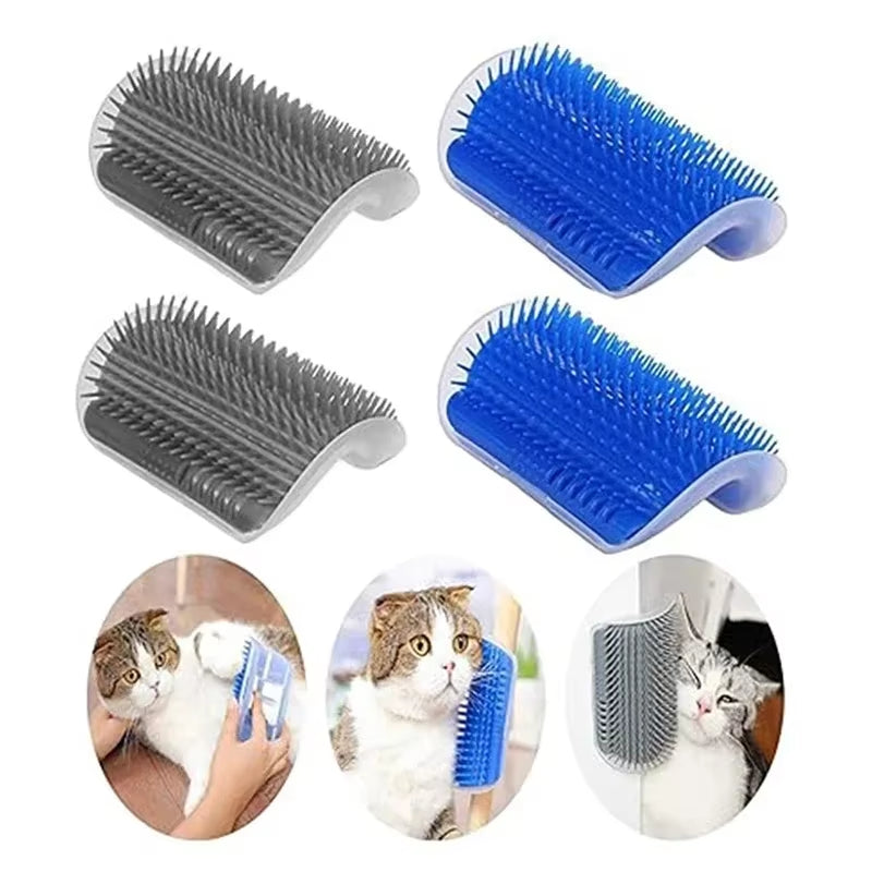 Cat Corner Brush Comb Massager for Cat Arch Plastic Scratcher Remove Hair Comb Grooming with Catnip Cat Self Cleaning Supply