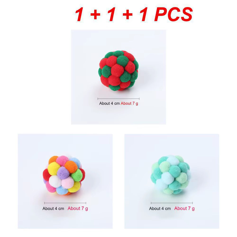 Bell Ball Cat Cat Toy Bouncy Ball Kitten Interactive Toy Plush Ball Planet Toy Cat Training with Bell Ring Playing Chew Balls