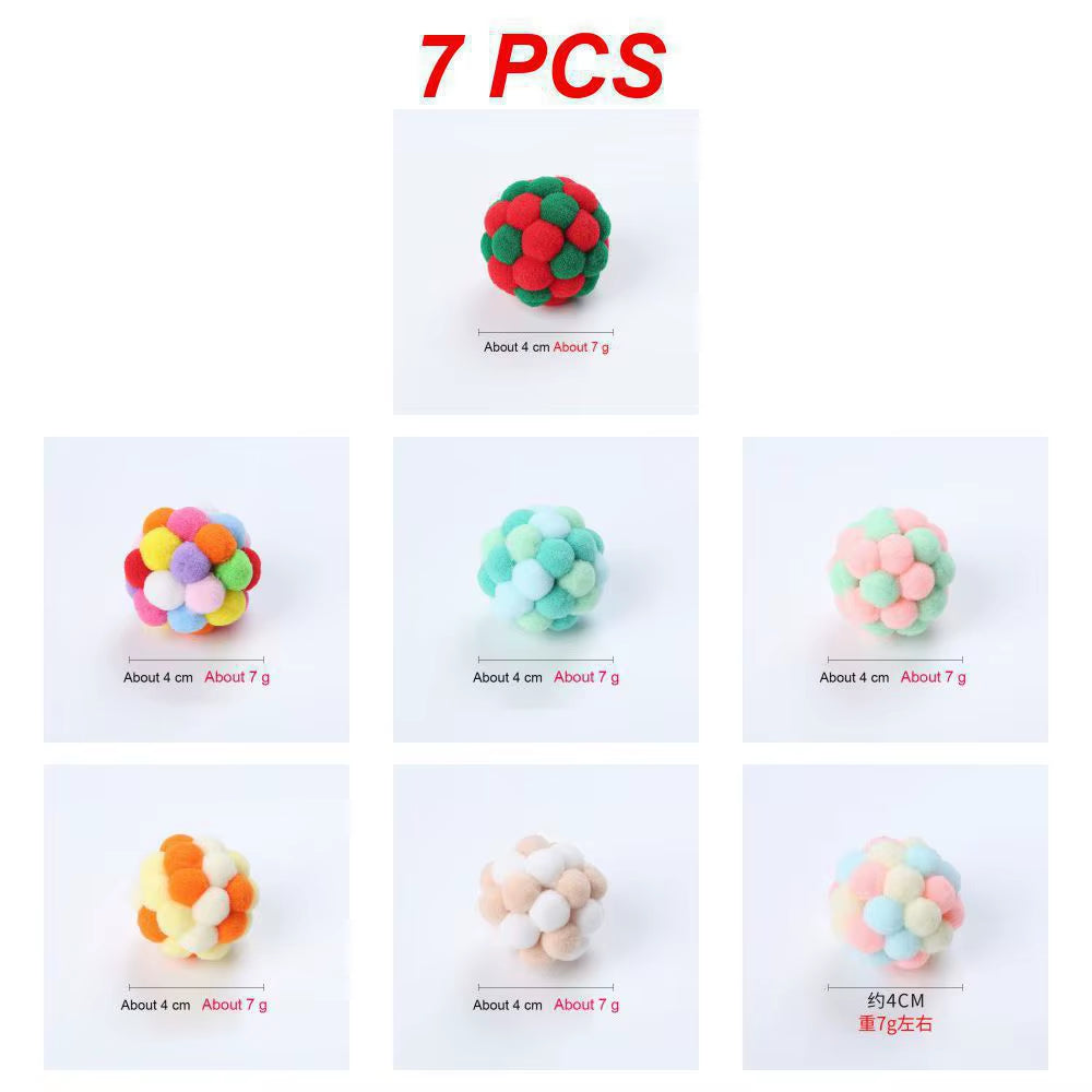 Bell Ball Cat Cat Toy Bouncy Ball Kitten Interactive Toy Plush Ball Planet Toy Cat Training with Bell Ring Playing Chew Balls